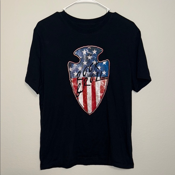 Rock & Roll Denim Black Short Sleeve Tees with Patriotic Graphics - Large - Picture 1 of 5